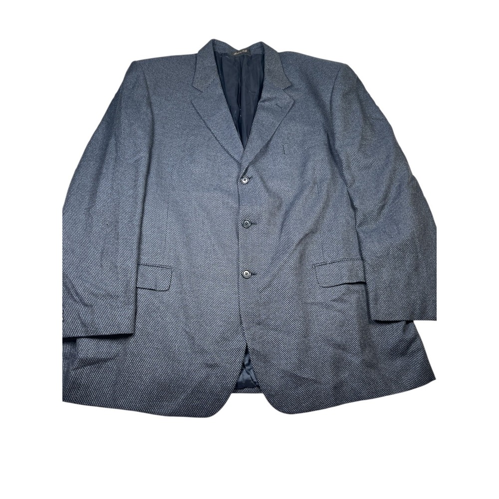Roger Stuart Clothes Blazer Jacket Mens 52 Blue Silk Notch Lapel Single Breasted